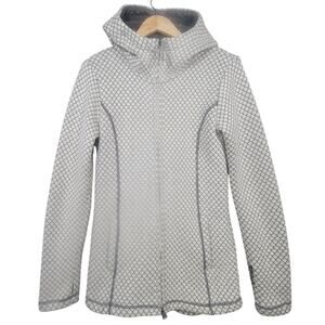 Bench Womens M Fleece Lined Knit Hoodie Full Zip Jacket White Gray